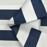 Satin de soie mélangée rayé marine et blanc