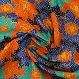 Algodón estampado con brillo invernal, fondo marino