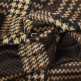 Laine mélangée peignée carreaux et pied de poule marron