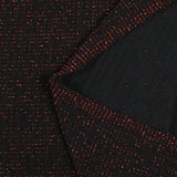 Ribbed knit with red Lurex stripe and black background