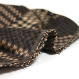 Laine mélangée peignée carreaux et pied de poule marron