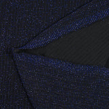 Ribbed knit Lurex stripe royal blue black background