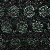 Brocart pivoines vertes et roses fond noir