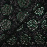 Brocart pivoines vertes et roses fond noir