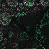 Brocart pivoines vertes et roses fond noir
