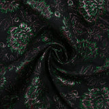 Brocart pivoines vertes et roses fond noir