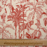 Double Gaze Printed Jouy Jungle Red Fond Ecru
