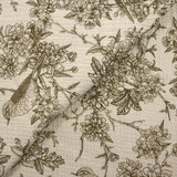 Double Gaze Printed Jouy Birds Taupe Ecru background