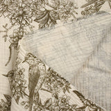 Double Gaze Printed Jouy Birds Taupe Ecru background