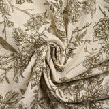 Double Gaze Printed Jouy Birds Taupe Ecru background