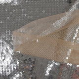 Sequins argentés sur tulle chair