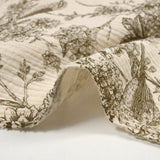 Double Gaze Printed Jouy Birds Taupe Ecru background