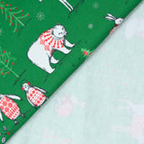 Jersey French terry animaux pull de Noël vert au mètre