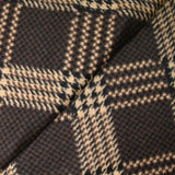 Laine mélangée peignée carreaux et pied de poule marron