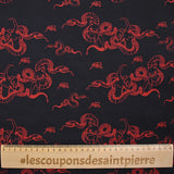 Printed viscose Red Snakes Red Blue Blue Background