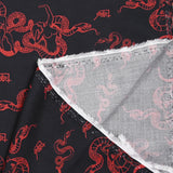Printed viscose Red Snakes Red Blue Blue Background