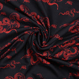 Printed viscose Red Snakes Red Blue Blue Background