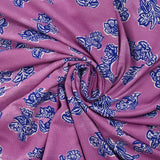 Jersey de viscose imprimé Lisianthus fond violet