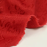 Jacquard polyviscose fleurs rouge