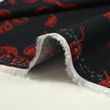 Printed viscose Red Snakes Red Blue Blue Background