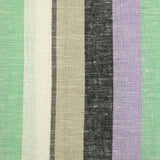 Lin viscose rayé vert d'eau, mauve et grège fond blanc cassé