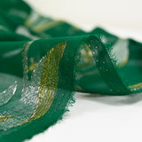 Emerald Silk Mousseline Lys Jacquard Stoves Gold and Silver