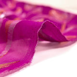 Fuchsia silk muslin lys jacquard woves gold and silver