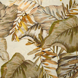 Viscose imprimée nature en feuilles marron et jaune fond écru
