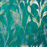 Mousseline de Soie dévorée Tlija or et argent fond vert canard