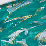 Mousseline de Soie dévorée Tlija or et argent fond vert canard