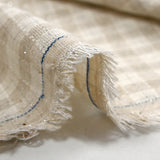 Lin viscose à carreaux Lurex argent fond ficelle et écru