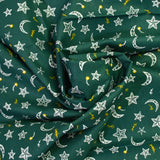 Popeline de coton imprimée étoile filante fond vert