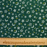 Popeline de coton imprimée étoile filante fond vert