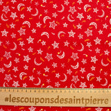 Cotton Popeline Printed Star Red Fond