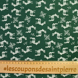Santa Claus Printed Cotton Popeline Green Fond