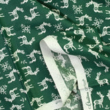 Santa Claus Printed Cotton Popeline Green Fond