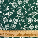 Popeline de coton imprimée pampille de Noël fond vert