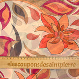 Flame and orange flower printed crinkle muslin