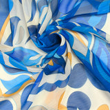 Crinkle muslin printed flame and blue flower