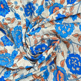 Blue and orange bohemian harmony printed crepe