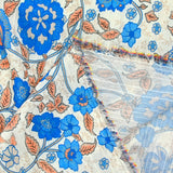 Blue and orange bohemian harmony printed crepe