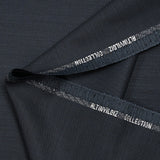 Tissu tailleur laine mélangée fantaisie bleu foncé et noir