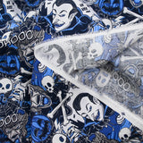 Coton imprimé vampires & créatures de la nuit bleu glacial