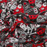 Coton imprimé vampires & créatures de la nuit rouge sang