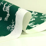 Santa Claus Printed Cotton Popeline Green Fond