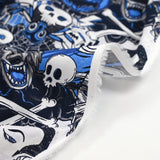 Coton imprimé vampires & créatures de la nuit bleu glacial