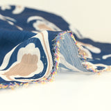 Crepe printed with l’atelier des fleurs navy background