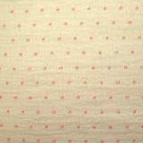 Double gaze plumetis Dobby rose fond écru