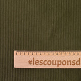 Velours côtelé polyester 3 mm vert olive