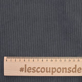 Velours côtelé polyester 3 mm gris éléphant